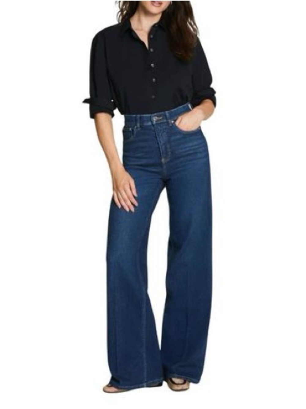 SPANXshape Authentic 360 Straight Wide Leg Jeans size Large petite